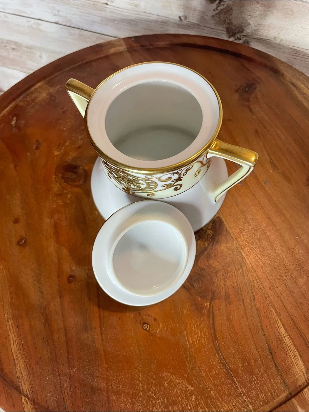 Noritake White Porcelain Coffee Set with Gold Scroll Accents